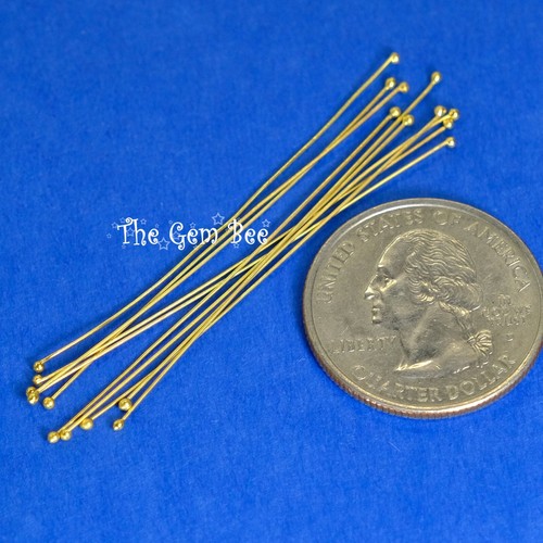 27 gauge 18k Solid Yellow Gold 2 INCH Double Headpin (1 piece) - Picture 7 of 7