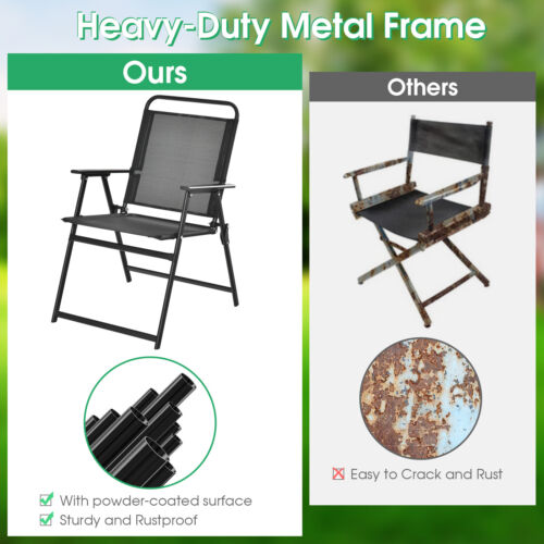 Patio 6pcs Folding Chairs Heavy-Duty Metal Frame Armrests Portable Outdoor - Picture 7 of 9