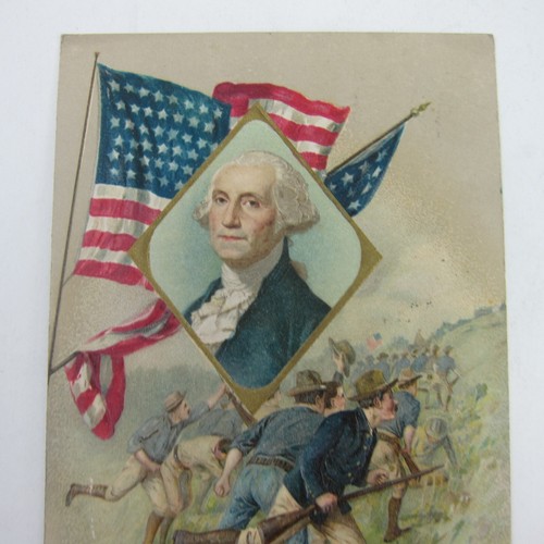 Postcard George Washington Soldiers Fighting Battle Patriotic Embossed Antique - Picture 12 of 15