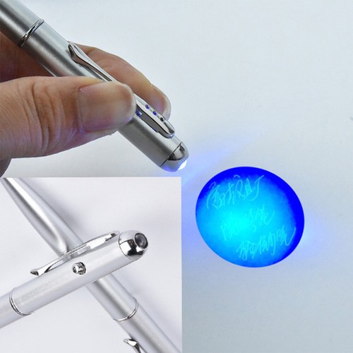 Silver 2 in1 Invisible Ink Magic Security Writing Secret Spy Pen With UV Light - Picture 3 of 12