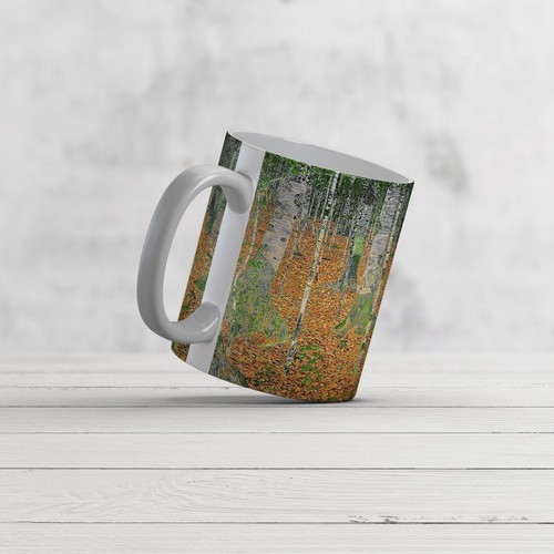Gustav Klimt: La madera de abedul. Taza/taza de bellas artes. Taza de café/té ideal para regalo - Imagen 2 de 2