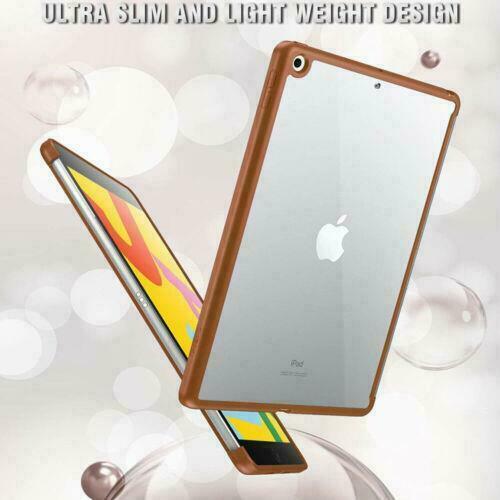 For iPad 10.2 2019 Case Poetic Slim Lightweight Clear Bumper Case Papaya/Clear - Picture 2 of 5