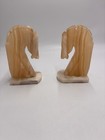 Vintage  Bookends Onyx or Marble Horses MCM Trojan horse