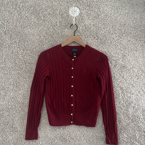 Polo Ralph Lauren dark red burgundy cardigan Large (12/14)