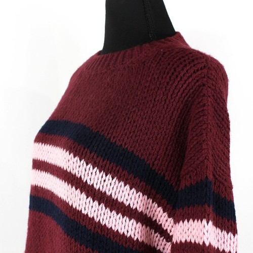 XIRENA Apres Ski Alpaka Mischung St. Moritz Burgunder Streifen Oversize Pullover Small - Bild 3 von 7