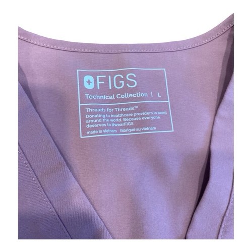 Figs Technical Collection Womens Sz L Kangaroo Pocket Scrub Top Pink - Picture 4 of 6