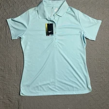 New Nike Women’s Gold Shirt Light Blue Size L Dri-Fit