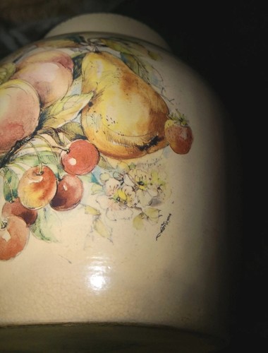 Vtg Casey Pottery Jar Canister Marshall TX 'Fruit' w/Lid Stoneware Handmade USA - Picture 4 of 13