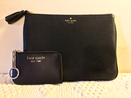 Kate Spade Geldbörse mit umlaufendem Reißverschluss blk. Saffiano Leder + gratis Kosmetiktasche & Schlüsselanhänger - Bild 7 von 8