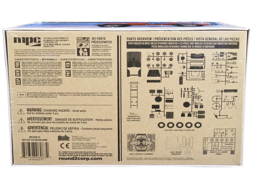 Skill 2 Model Kit 1981 Jeep CJ5 Golden Hawk 1/25 Scale Model Car by MPC - Image 4 of 4