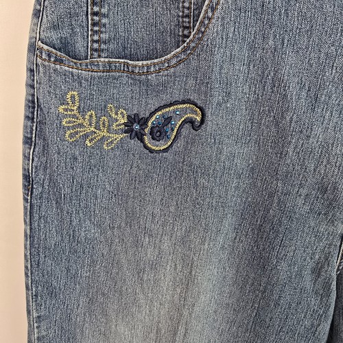 Jeans Avenue Blues donna 18 blu lavaggio medio ricamato gamba larga - Foto 4 di 18