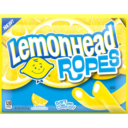 Lemonhead Ropes, Candy, Lemon, Tart and Citrusy, Soft and Chewy, 9 oz