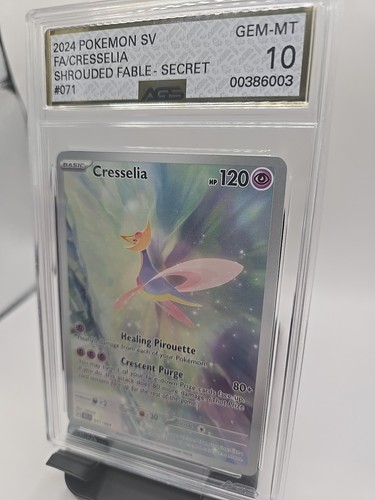 2024 Pokemon Shrouded Fable #071 Cresselia Illustration Rare AGS 10 GEM FS - Picture 2 of 5