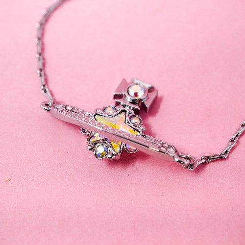 Vivienne Westwood Bracelet Silver Plated Star Holographic Orb Charm & Gift Box - Picture 8 of 10