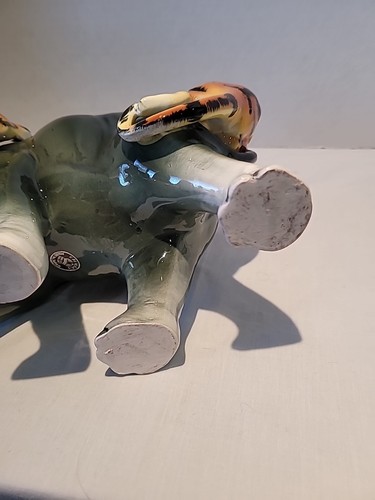 VINTAGE Wales Mid Century Tiger angreifender Elefant Porzellanfigur 12 Zoll Japan - Bild 20 von 24