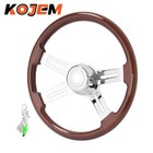 4 Spoke 18" For 1986+ Freightliner Kenworth Peterbilt Volvo  Wood Steering Wheel