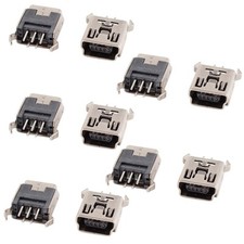 10 Pack Mini USB Type B Female Socket 180 Degree 5-Pin SMT PCB Jack Connector
