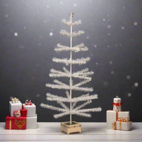 Ragon House Germany Style 48" Ivory Feather Tree in Stenciled Wood Base - Picture 1 of 4