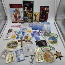 Religious Item Lot Saints Ornaments Crucifix Pins Mary Anthony