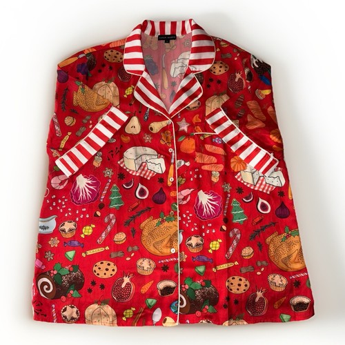 Karen Mabon Holiday Feast Pyjama Set Größe Large Satin rot Gummibund Taschen - Bild 6 von 13