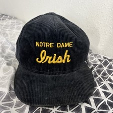 Vintage 80s 90s Notre Dame Fighting Irish Corduroy Snapback Hat Made in USA