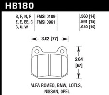 Hawk 1984-1986 Alfa Romeo GTV-6 2.5 HPS 5.0 Front Brake Pads HB180B.560