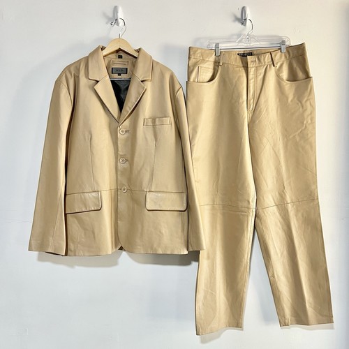 XLD Herren 2tlg Leder Blazer Jacke XL Hose Gr. 38 Set Tortilla 3 Knopf Biker - Bild 2 von 14