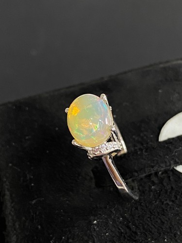 NATURAL FIRE OPAL 8X10 WHITE CZ STERLING SILVER 925 RING EARRING PENDENTS - 第 9/13 張圖片