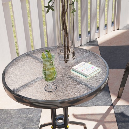 Outsunny Outdoor Bistro Set Small Patio Set w/ Stackable Chairs, Beige - Picture 10 of 11