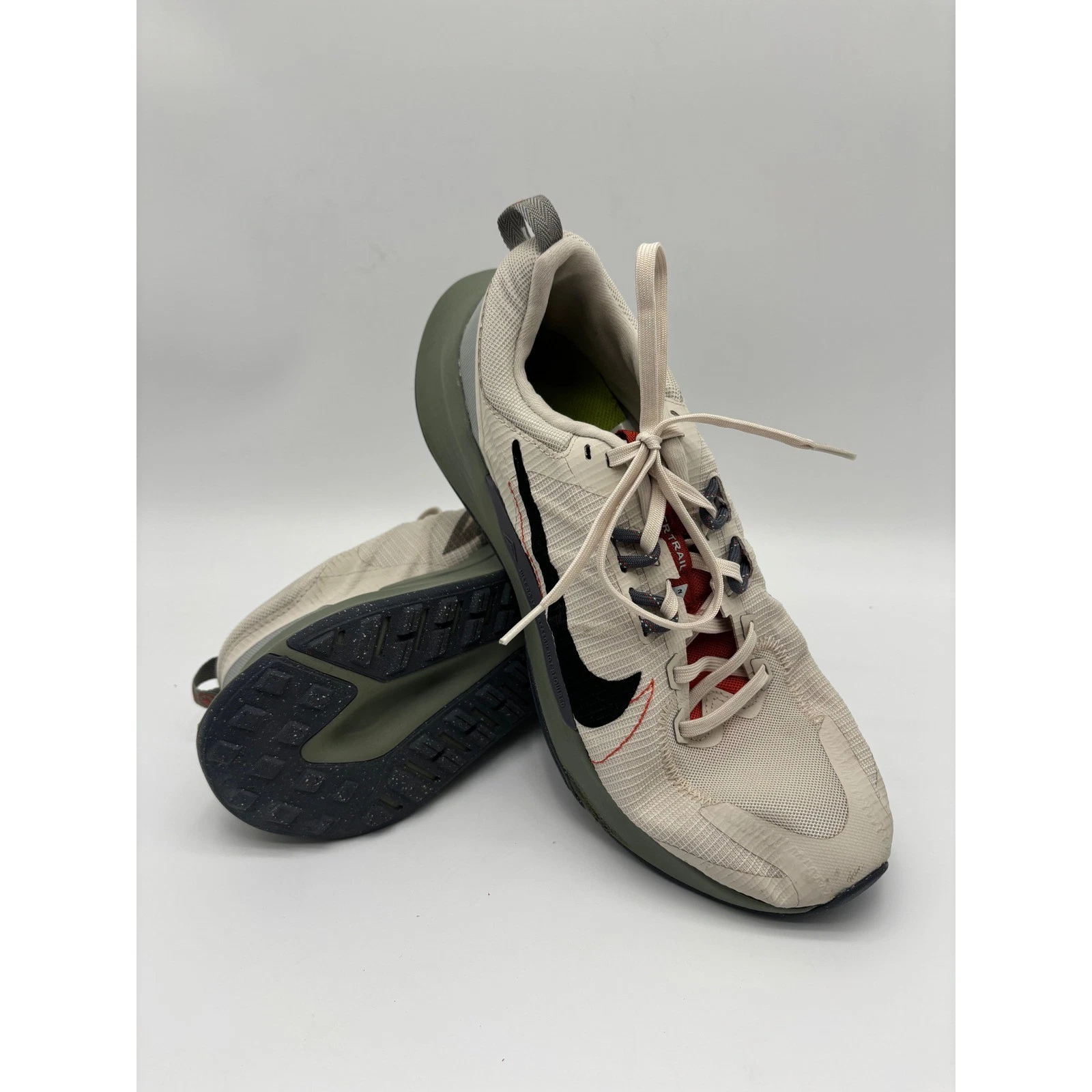 Nike Juniper Trail 2 Mens Running Shoes Cream Olive Red Cyber Trend Size 10.5