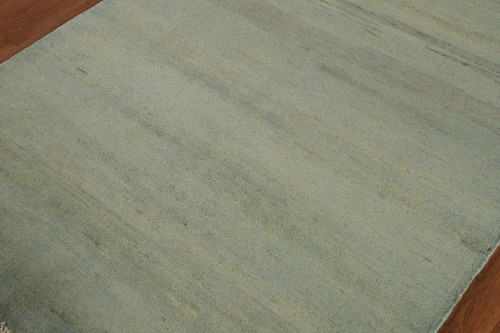 Handmade Modern Wool Accent Rug 4x6 Green Contemporary Solid Oriental Carpet - Picture 7 of 18