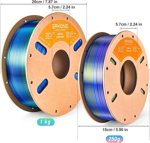 ERYONE Silk Tri Color PLA Filament PLA-250g, Triple Red Yellow Blue - Afbeelding 6 van 6
