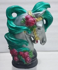 Ceramic Carousel Horse Head Sculpture Figurine Decorative Painted