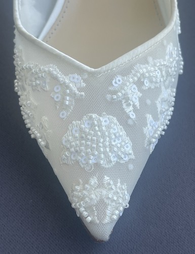 Betsey Johnson Women’s Slingback Ivory Mesh With Beads Dressy Size 7.5 - Picture 5 of 7