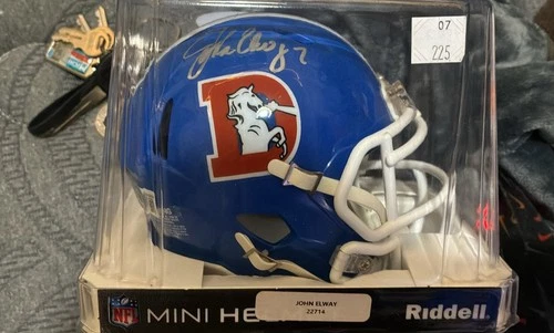 John Elway Autographed Denver broncos Mini Helmet