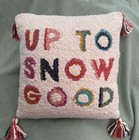 Anthropologie Up To Snow Good Christmas Cushion Hooked Colourful Bright Square