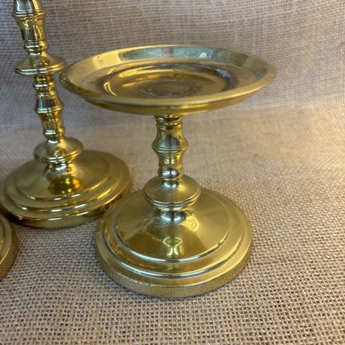 Vintage Partylite Brass (Gold Tone) Tiered Pillar Candle Holders MCM - Set of 3 - Picture 4 of 11