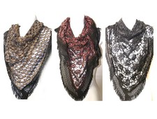 Elegant Handmade Lace Beaded Sequined Shawl/Scarf   Unique Embellished Design