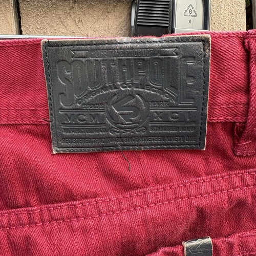 Vintage Y2K Southpole Jeans Mens Size 30 red Distressed Hip Hop Denim - Picture 6 of 7
