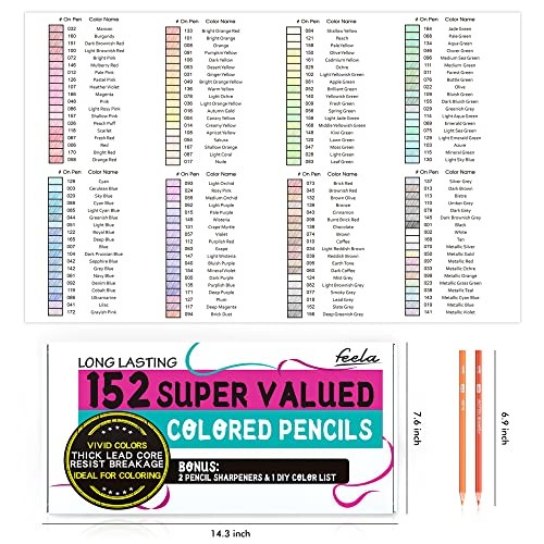 Feela Colored Pencils, Oil-based, 152 Color Set, Color Pens, Metall... Brand New - Picture 3 of 7