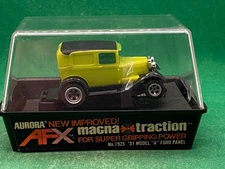 ORIGINAL AURORA AFX MAGNA-TRACTION # 1925, '31 MODEL A FORD PANEL, LIME, BANDED