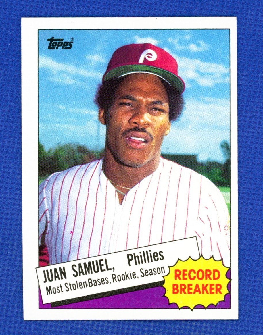 1985 Topps Baseball Set Break # 8 Juan Samuel RB - Phillies  - Free Ship
