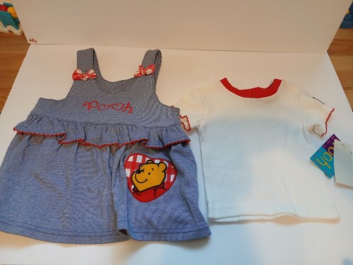 Conjunto de Vestido Winnie the Pooh Bebé 18M Bordado Y2K De Colección Raro - Imagen 7 de 7