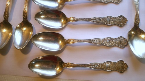 Antique WALLACE Silverplate State Spoons Vintage Souvenir lot of 9 good shape - Picture 2 of 4