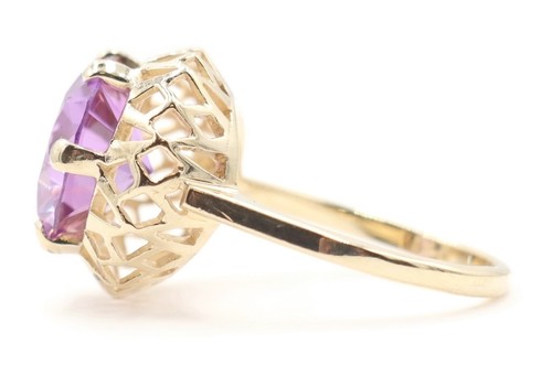 Women's Lab Created 5.75 ctw Round Purple Sapphire 14KT Gold Solitaire Ring 4.9g - Picture 8 of 20
