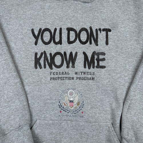 Vintage Witness Protection Program Hoodie Herren Large grau You Don't Know Me USA - Bild 3 von 8