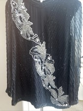 Greg Adams Vintage 100% Silk Beaded and Sequined Top Size Medium Holiday