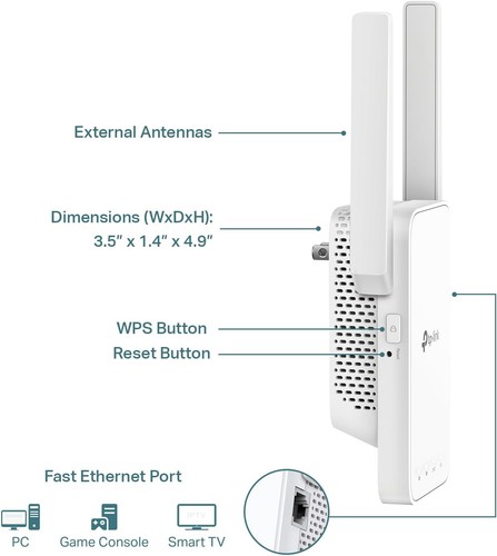TP-Link AC1200 WiFi Extender 1.2Gbps Home Signal Booster Dual Band 5GHz / 2.4GHz - Picture 6 of 8