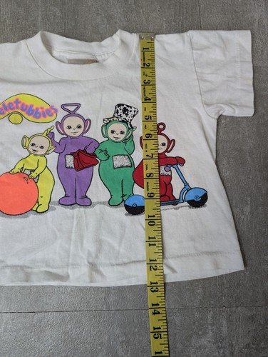 Vintage Teletubbies weißes T-Shirt 2T mit Pocahontas Etikett Cartoon selten! - Bild 7 von 10