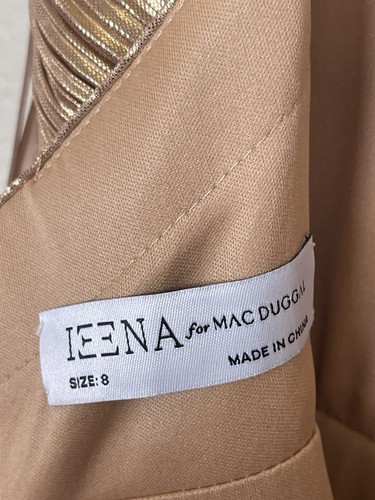 Abito vestito Ieena Mac Duggal taglia 8 oro metallizzato finto avvolgente spacco schiena aperta 26275 - Foto 14 di 14